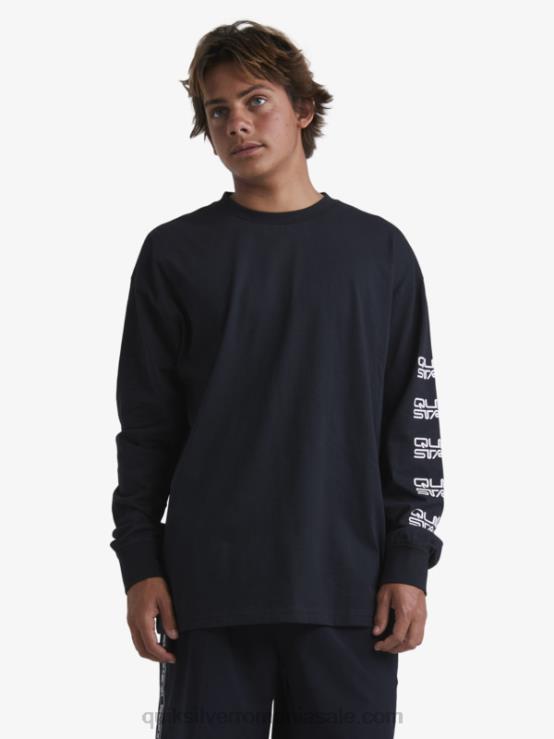 negru tricou organic cu maneca lunga XT6B1845 bărbați Quiksilver x Stab