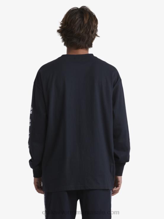 negru tricou organic cu maneca lunga XT6B1845 bărbați Quiksilver x Stab