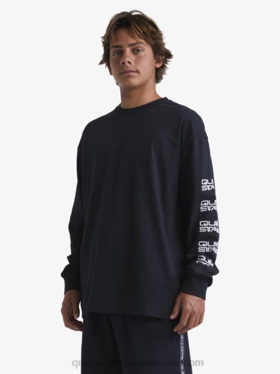 negru tricou organic cu maneca lunga XT6B1845 bărbați Quiksilver x Stab