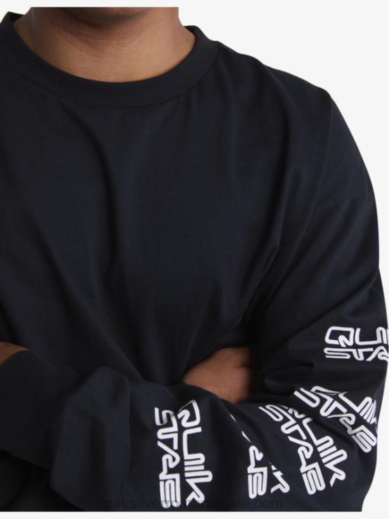 negru tricou organic cu maneca lunga XT6B1845 bărbați Quiksilver x Stab