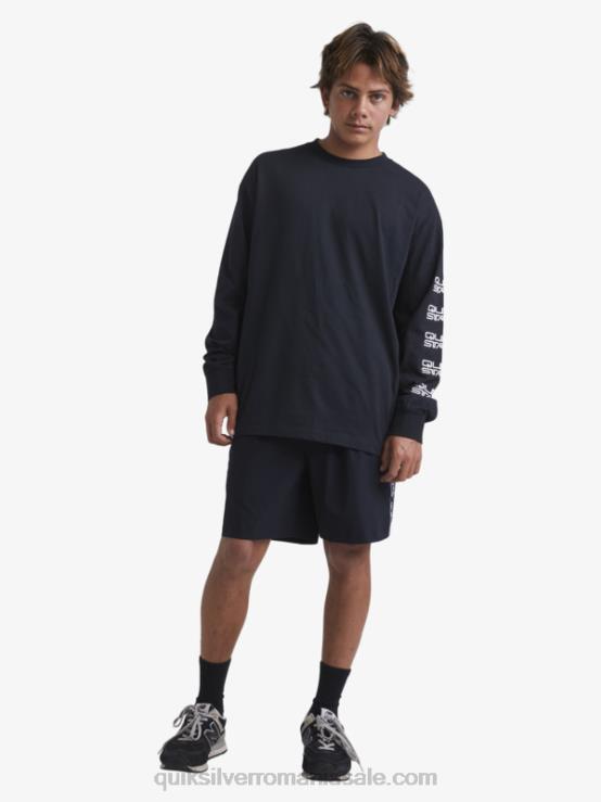 negru tricou organic cu maneca lunga XT6B1845 bărbați Quiksilver x Stab