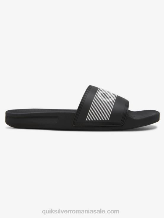 alb negru sandale rivi wordmark slider XT6B689 bărbați Quiksilver
