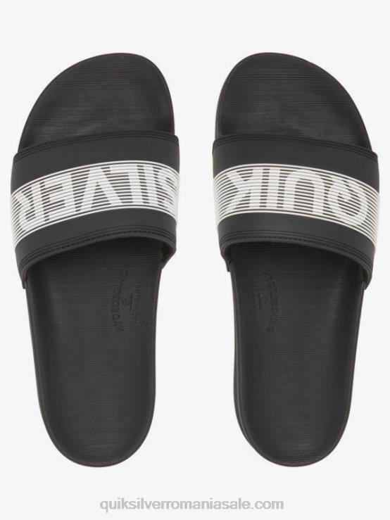 alb negru sandale rivi wordmark slider XT6B689 bărbați Quiksilver