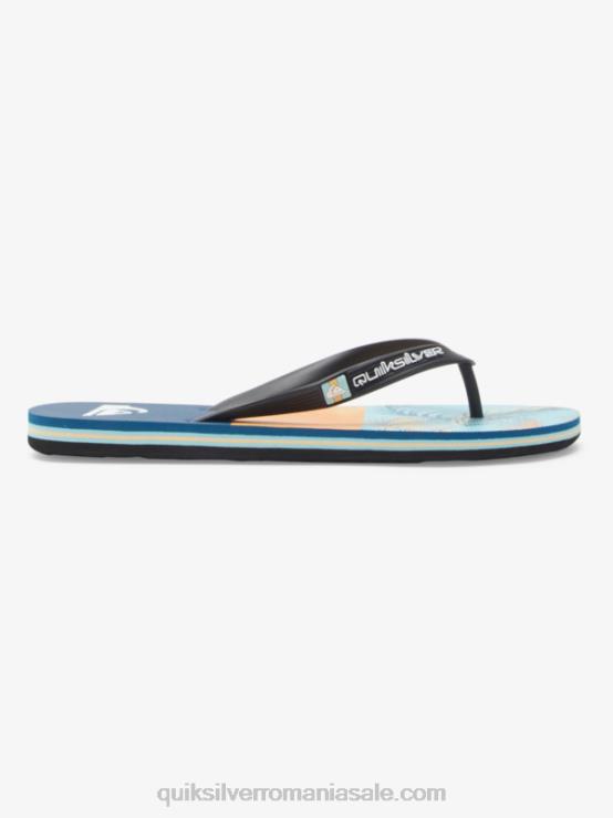 albastru/negru/galben flip-flops cu panou molokai XT6B569 bărbați Quiksilver