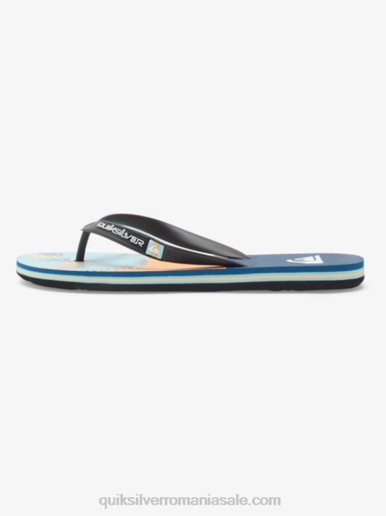 albastru/negru/galben flip-flops cu panou molokai XT6B569 bărbați Quiksilver
