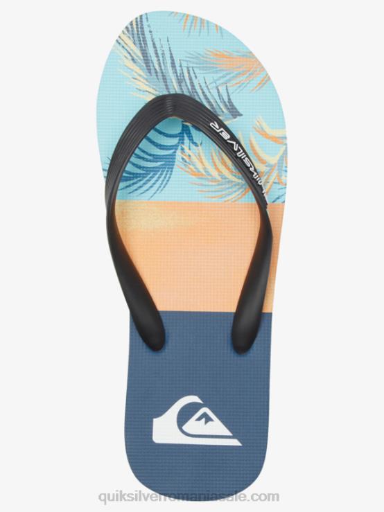 albastru/negru/galben flip-flops cu panou molokai XT6B569 bărbați Quiksilver