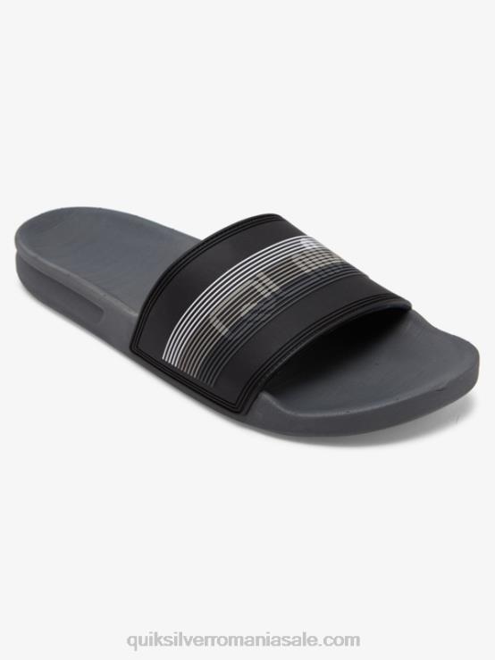 gri inchis sandale rivi wordmark slider XT6B690 bărbați Quiksilver