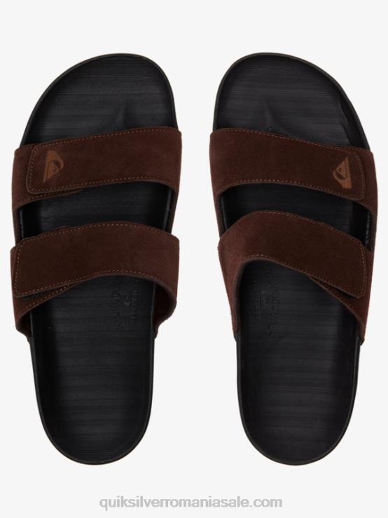 maro/negru sandale din piele rivi cu reglaj dublu XT6B1287 bărbați Quiksilver