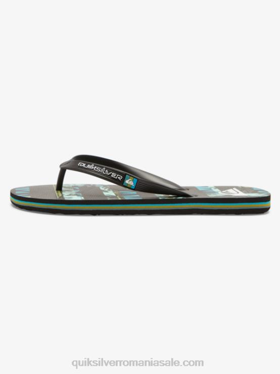 negru/albastru/verde gregg kaplan molokai art flip-flops XT6B524 bărbați Quiksilver