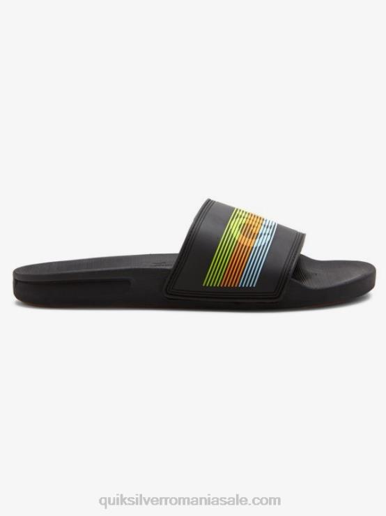 negru/portocaliu/albastru sandale rivi wordmark slider XT6B693 bărbați Quiksilver