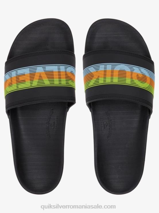 negru/portocaliu/albastru sandale rivi wordmark slider XT6B693 bărbați Quiksilver