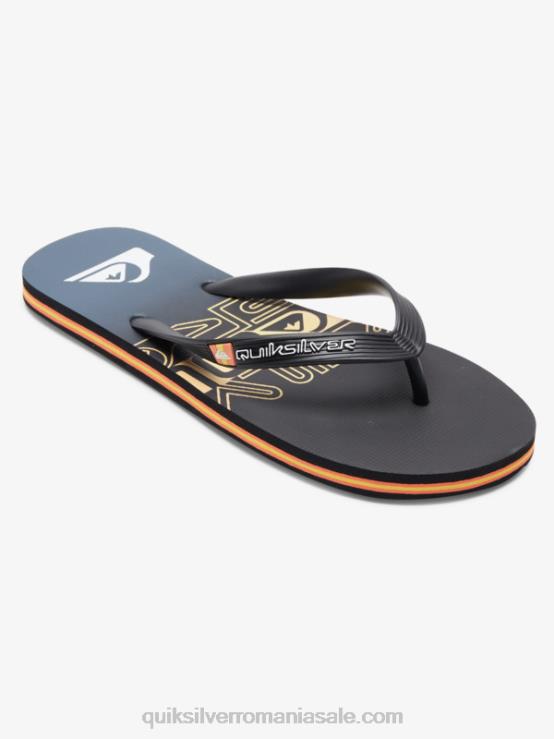 negru/portocaliu flip-flops cu bloc de cuvinte molokai XT6B1136 bărbați Quiksilver