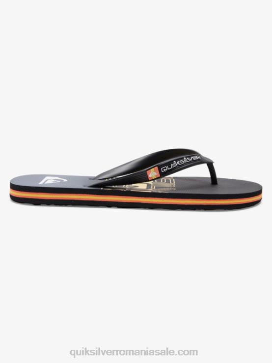 negru/portocaliu flip-flops cu bloc de cuvinte molokai XT6B1136 bărbați Quiksilver