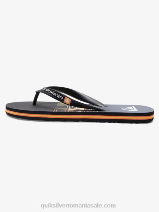 negru/portocaliu flip-flops cu bloc de cuvinte molokai XT6B1136 bărbați Quiksilver