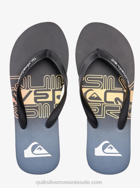 negru/portocaliu flip-flops cu bloc de cuvinte molokai XT6B1136 bărbați Quiksilver
