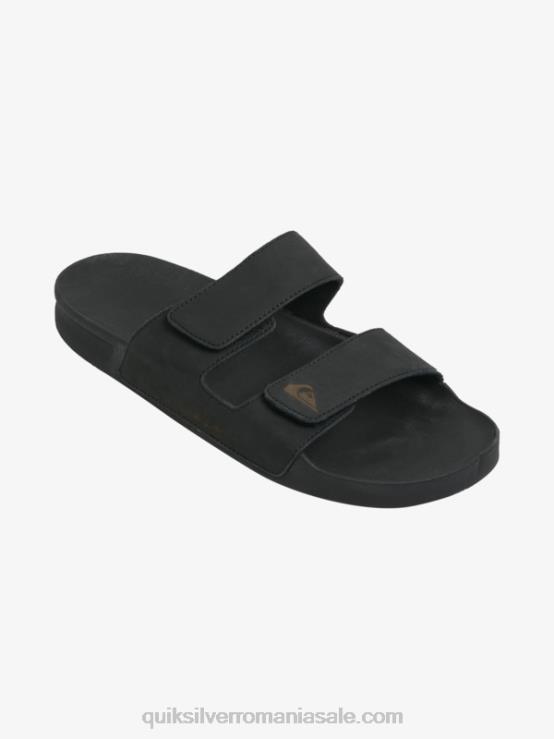 negru sandale din piele rivi cu reglaj dublu XT6B1286 bărbați Quiksilver