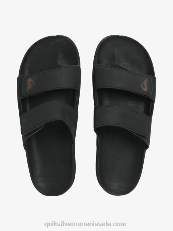 negru sandale din piele rivi cu reglaj dublu XT6B1286 bărbați Quiksilver