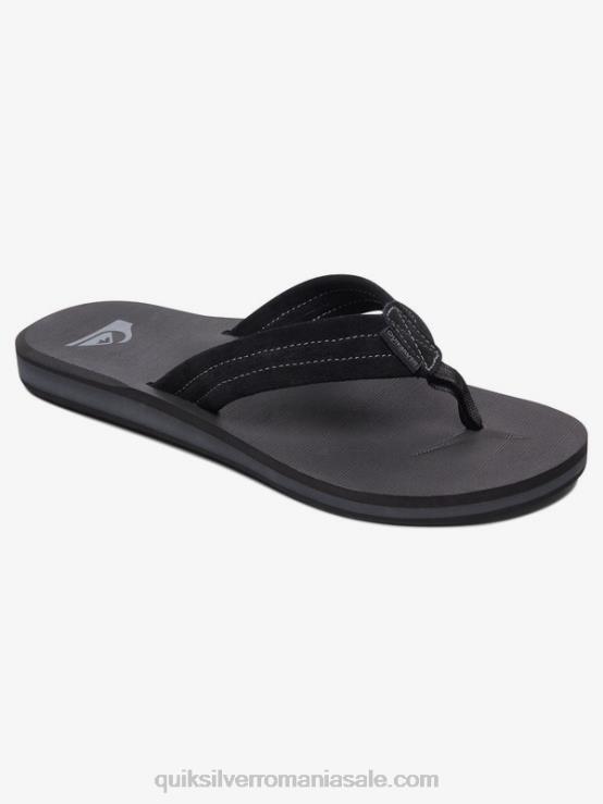 negru solid sandale carver piele intoarsa XT6B1632 bărbați Quiksilver