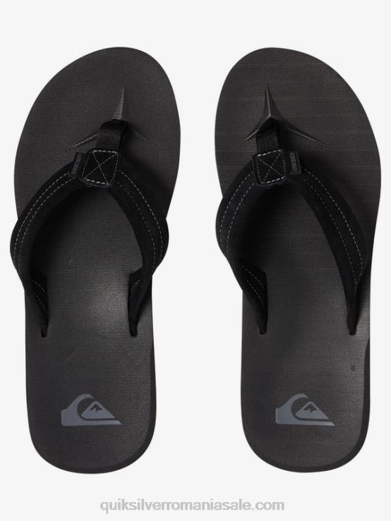 negru solid sandale carver piele intoarsa XT6B1632 bărbați Quiksilver