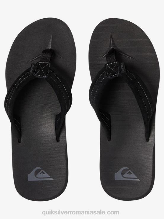 negru solid sandale carver piele intoarsa XT6B1632 bărbați Quiksilver